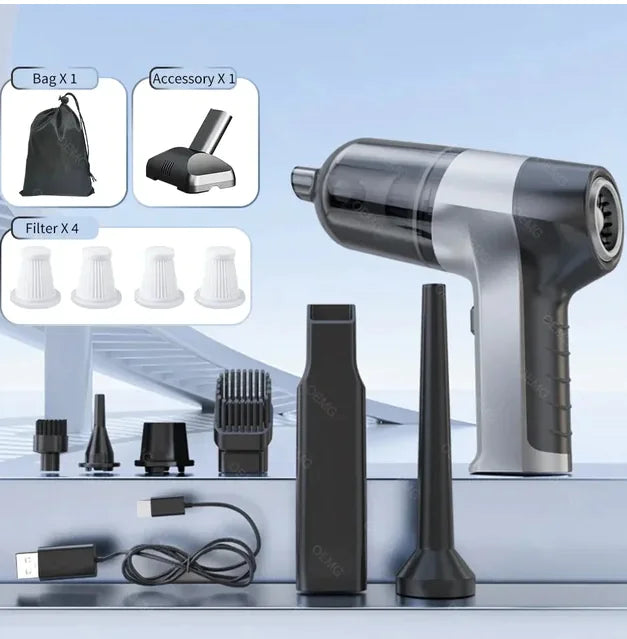Mini Aspiradora Inalámbrica para Coche y Hogar (conjunto de piezas descambiables)