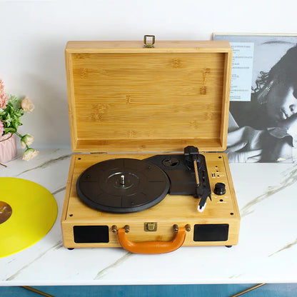 Tocadiscos de Vinilo Vintage Portátil con Altavoz Bluetooth